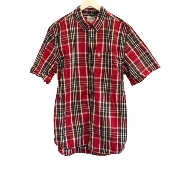 Carhartt Plaid Relaxed Fit Short Sleeve Button Down Shirt Size XL 100% Cotton - Picture 1 of 6